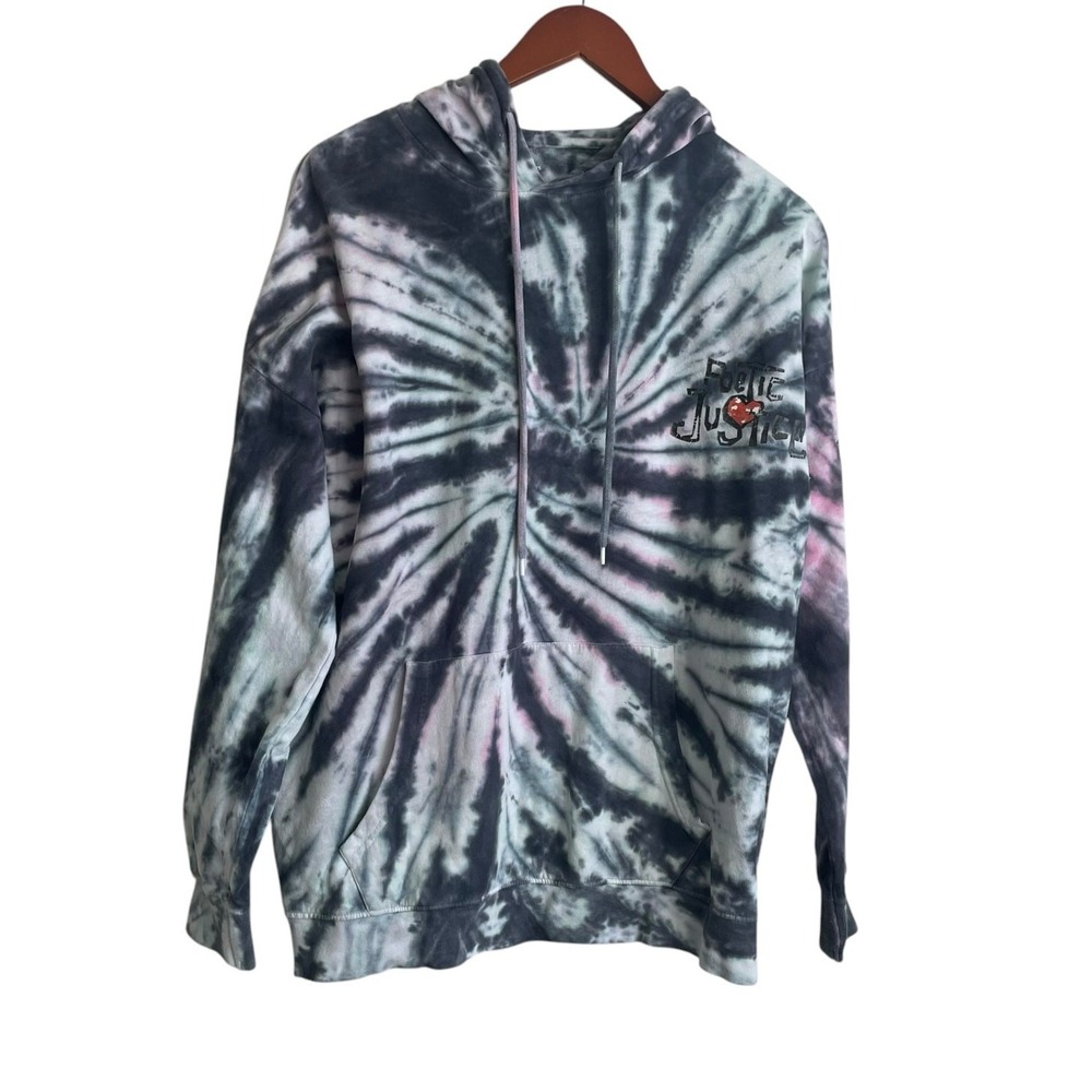 Y2K Poetic Justice Streetwear Grunge‎ Graphic Hoodie M Black Tie Dye Tupac